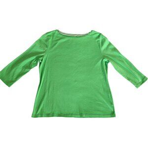 Talbots Womens Petite XLP Green 3/4 Sleeve 100% Pima Cotton Boat Neck Tee
